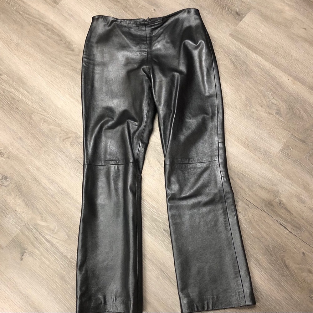 Poleci black leather silk lined pants size 6
